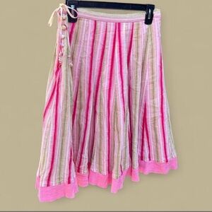 Banana Republic Vintage 90s Striped Gauzy Midi Cotton Skirt Fairy Cottage Boho